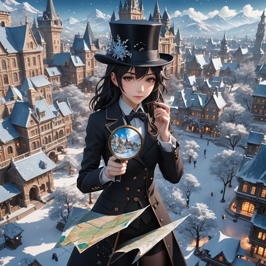 Anime Girl Unveils Winter Kingdom in 3D Art