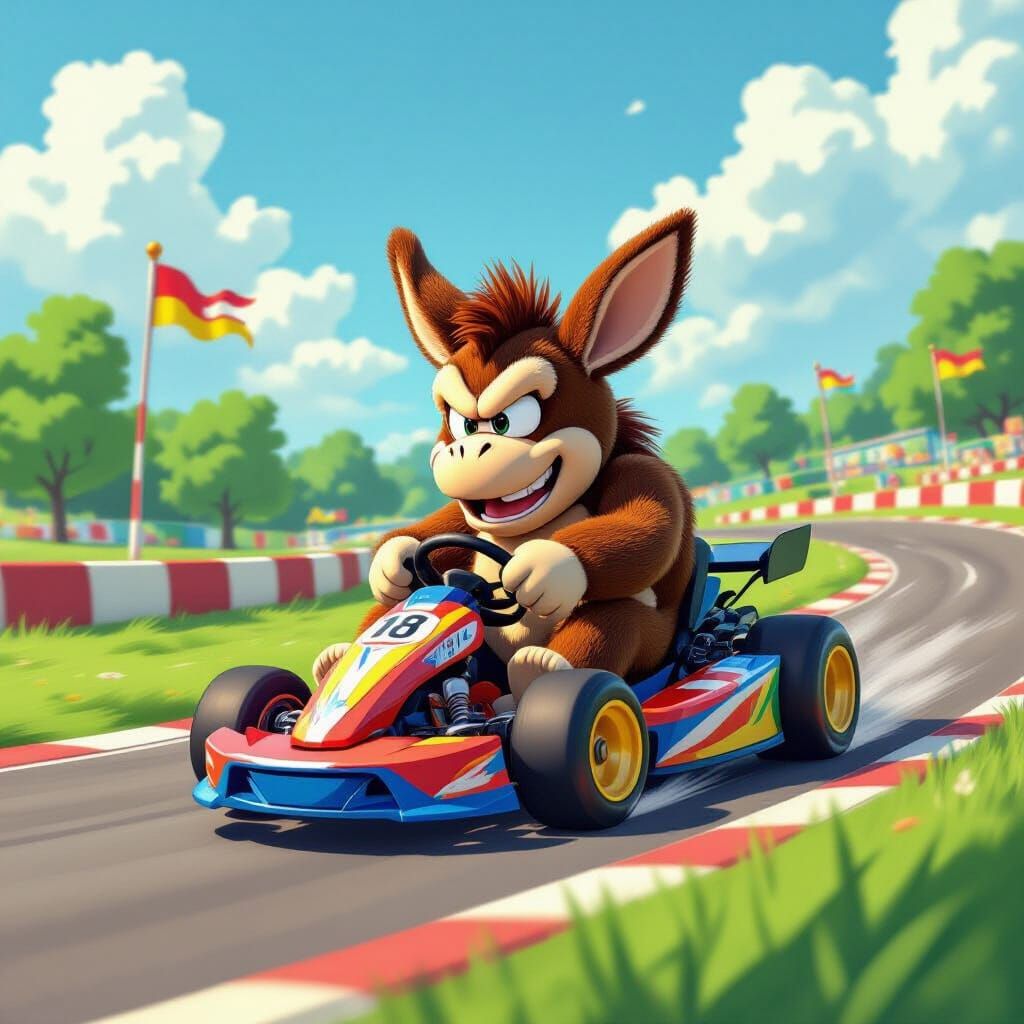 Donkey Kong Races on Vibrant Track as Digital Art