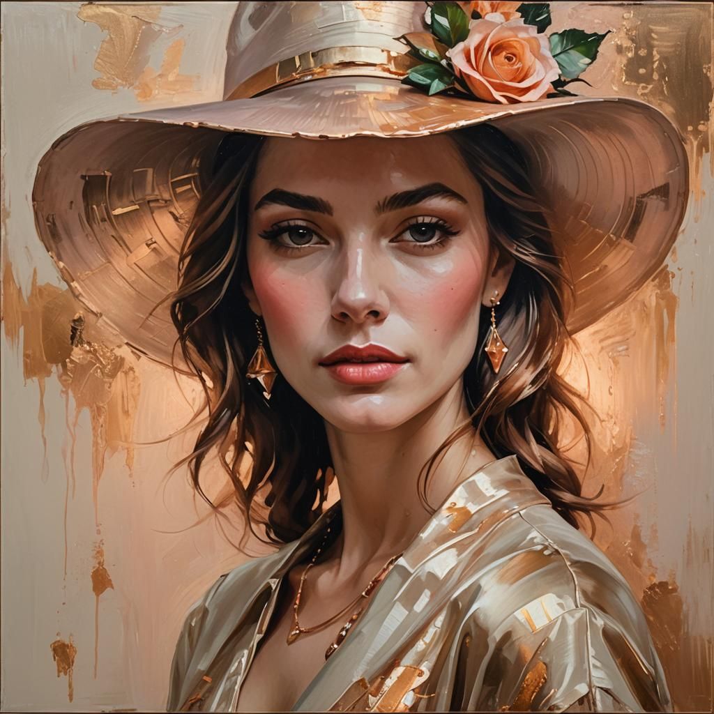 Elegant Woman Portrait as Vibrant Oil Painting