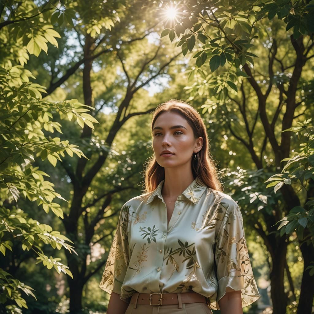 Fashionable Woman in Sunlight: Cinematic Portrait