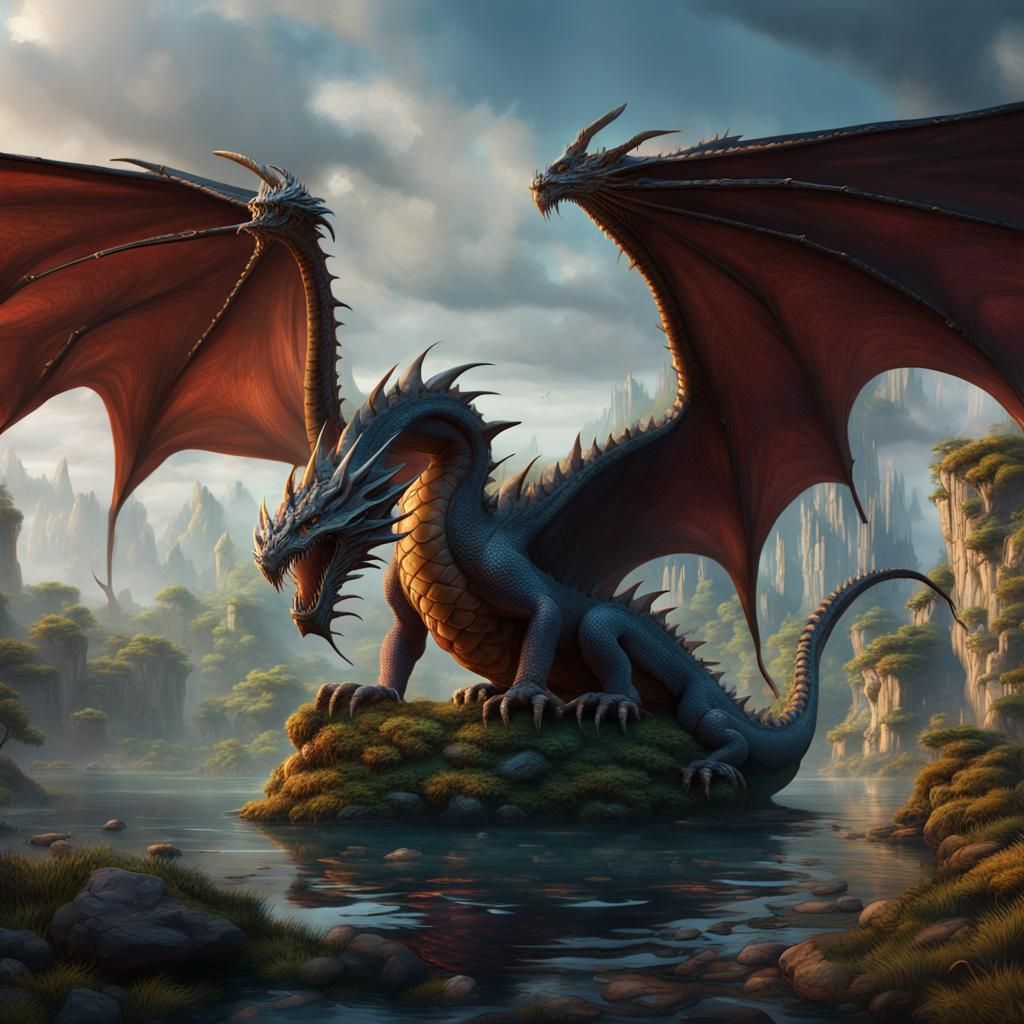Detailed Dragon Matte Painting in 8k Resolution