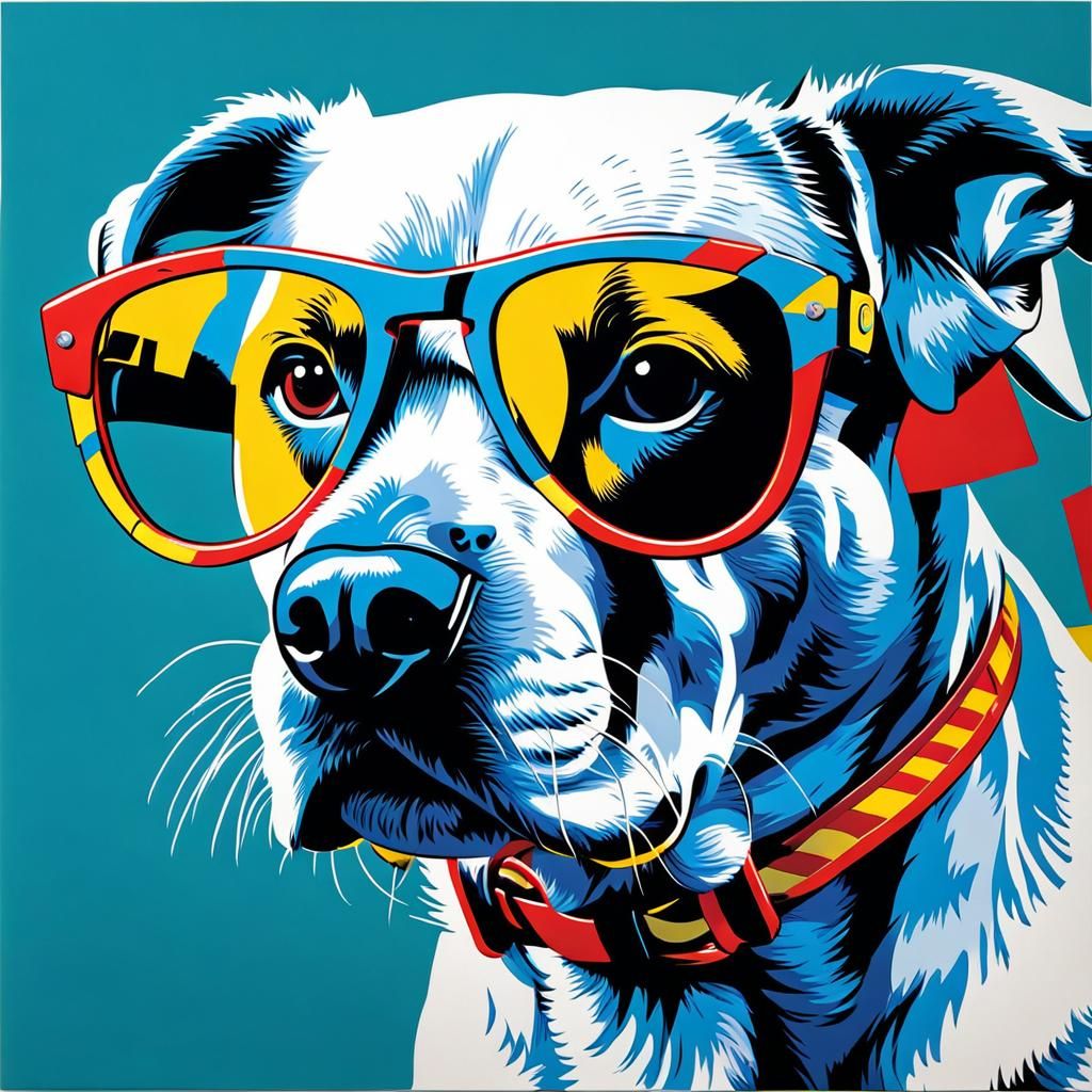 Dog with Sunglasses in Pop Art Style