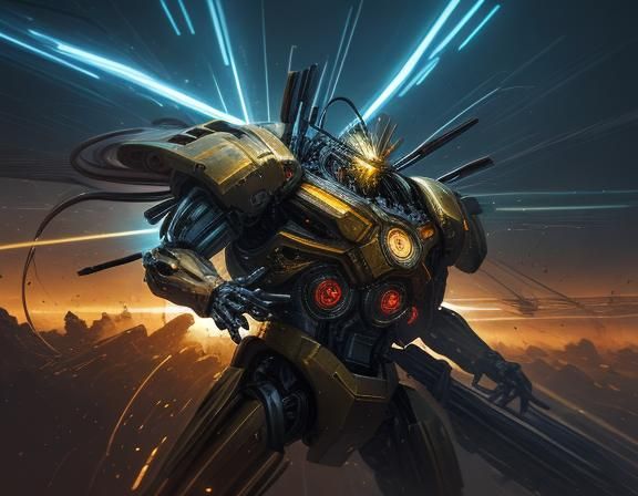 Abstract Expressionism Combatron Machine in Motion