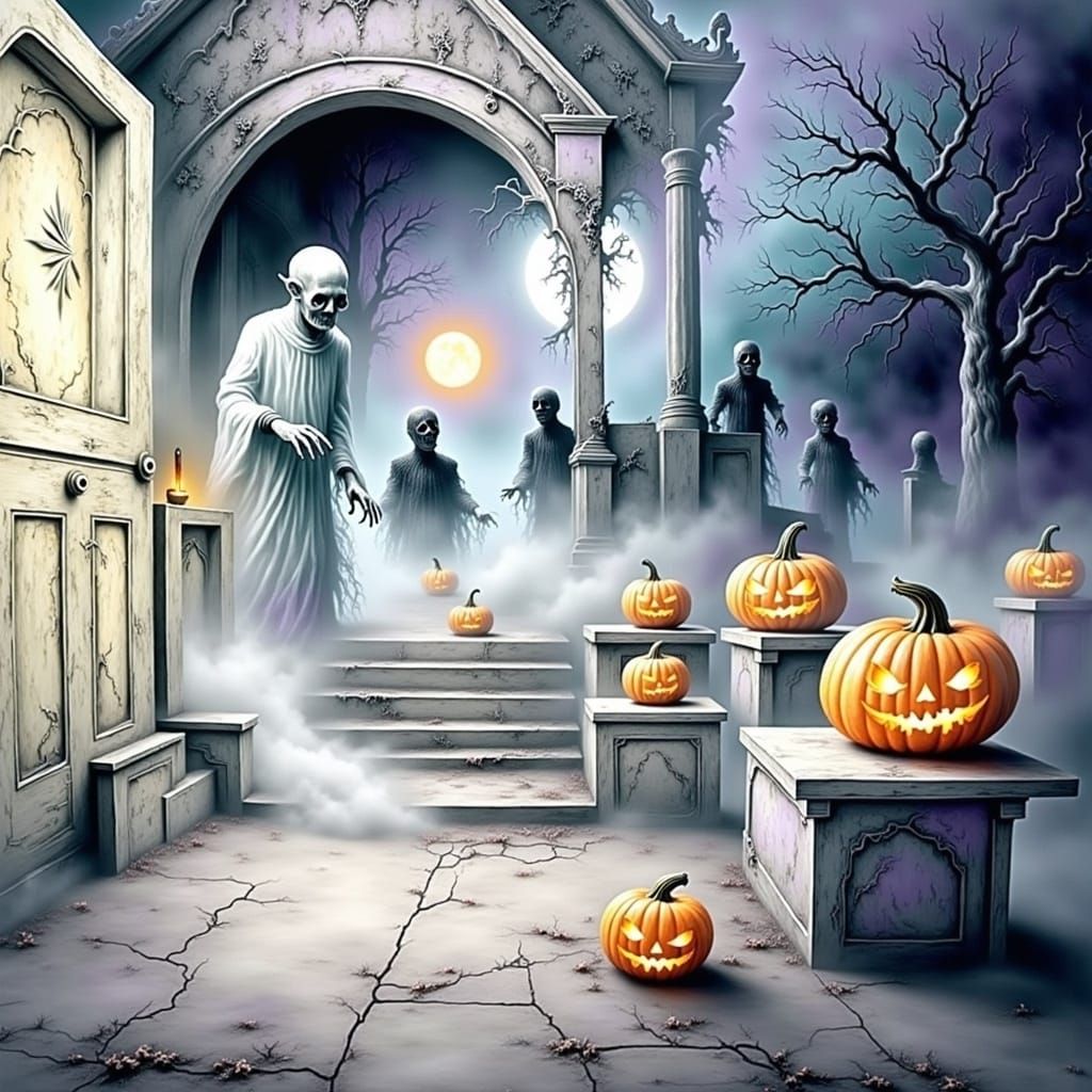 Fiery Figures Chased by Wraiths: Gothic Baroque Art