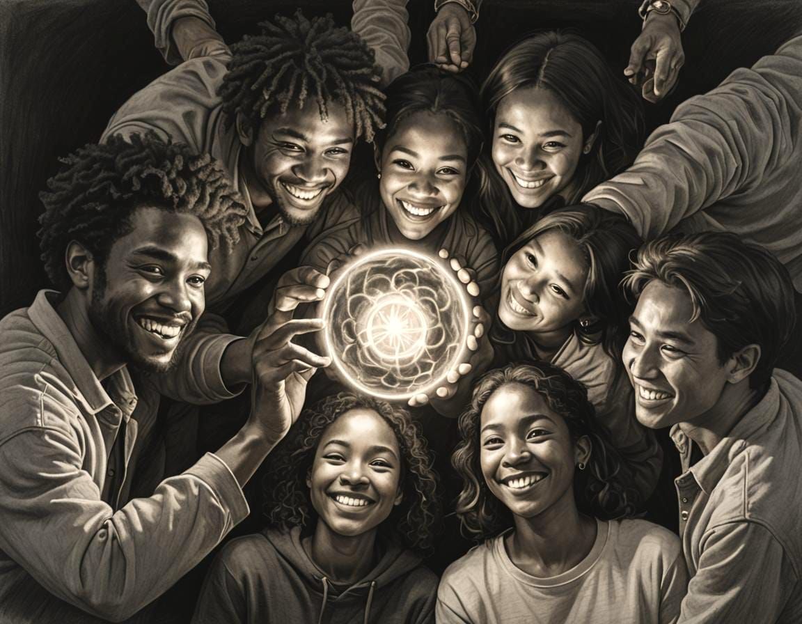 Circle of Compassion: A Charcoal Drawing