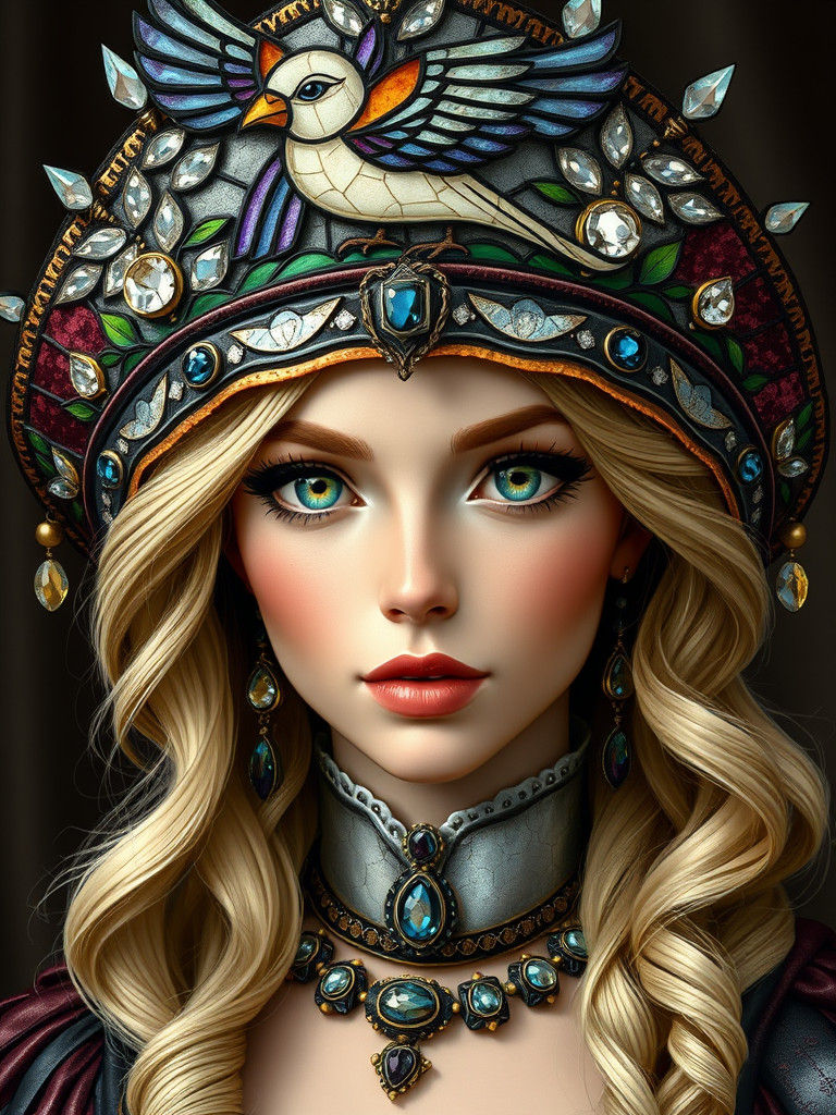 Noble Lady in Stained Glass Hat