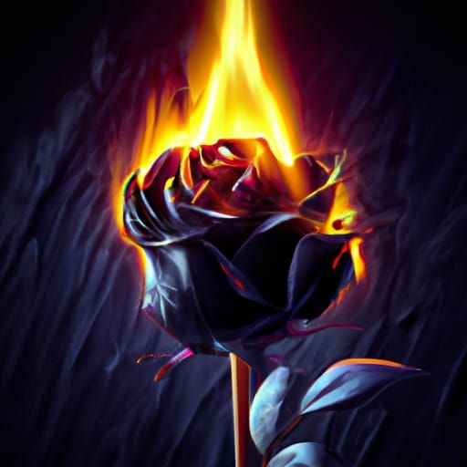 Flaming Black Rose: Epic Digital Matte Painting