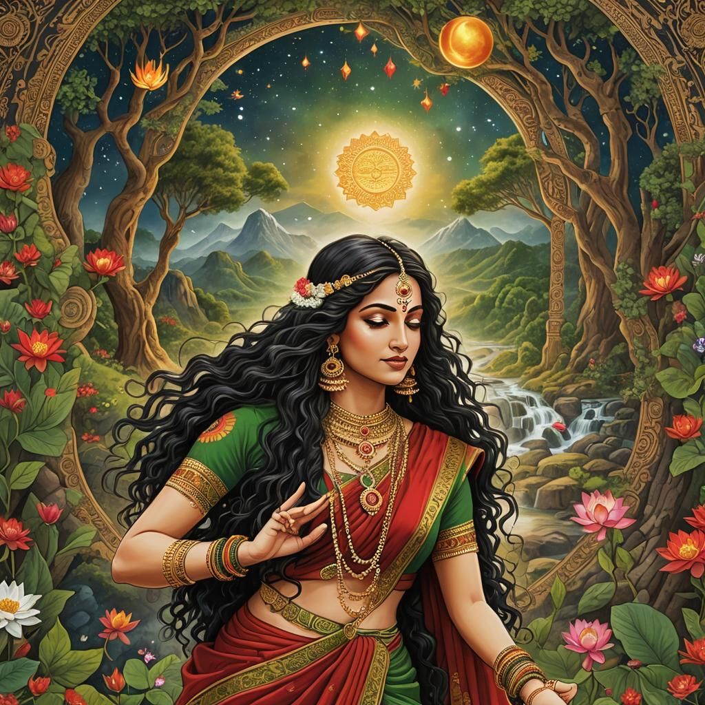 Hindu Mother Goddess in Cosmic Landscape