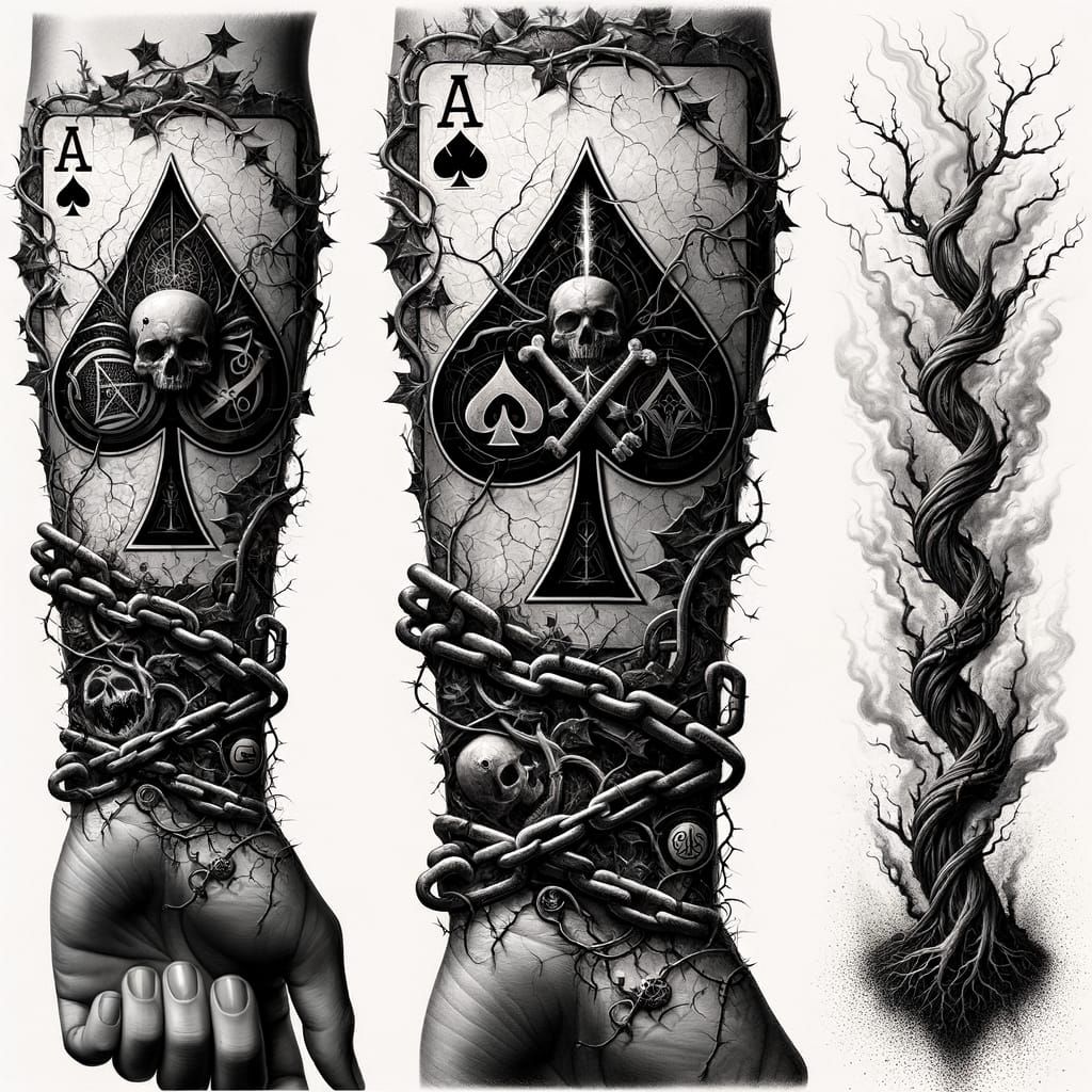 Gothic Alchemy: Ace of Spades Tattoo Sleeve