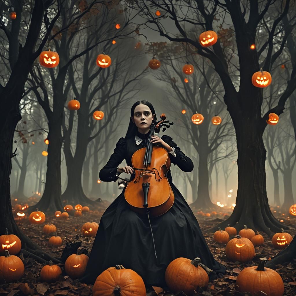 Wednesday Addams in Spooky Forest: Dark Romanticism