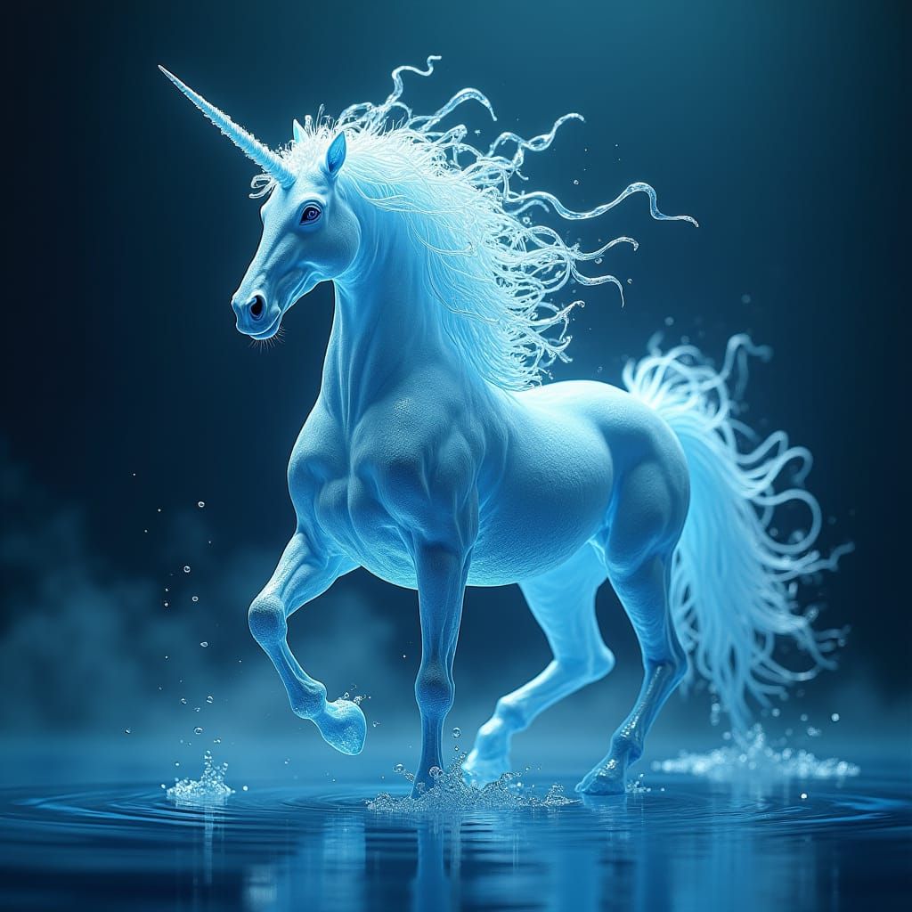 Ethereal Water Unicorn in Matte Painting Style