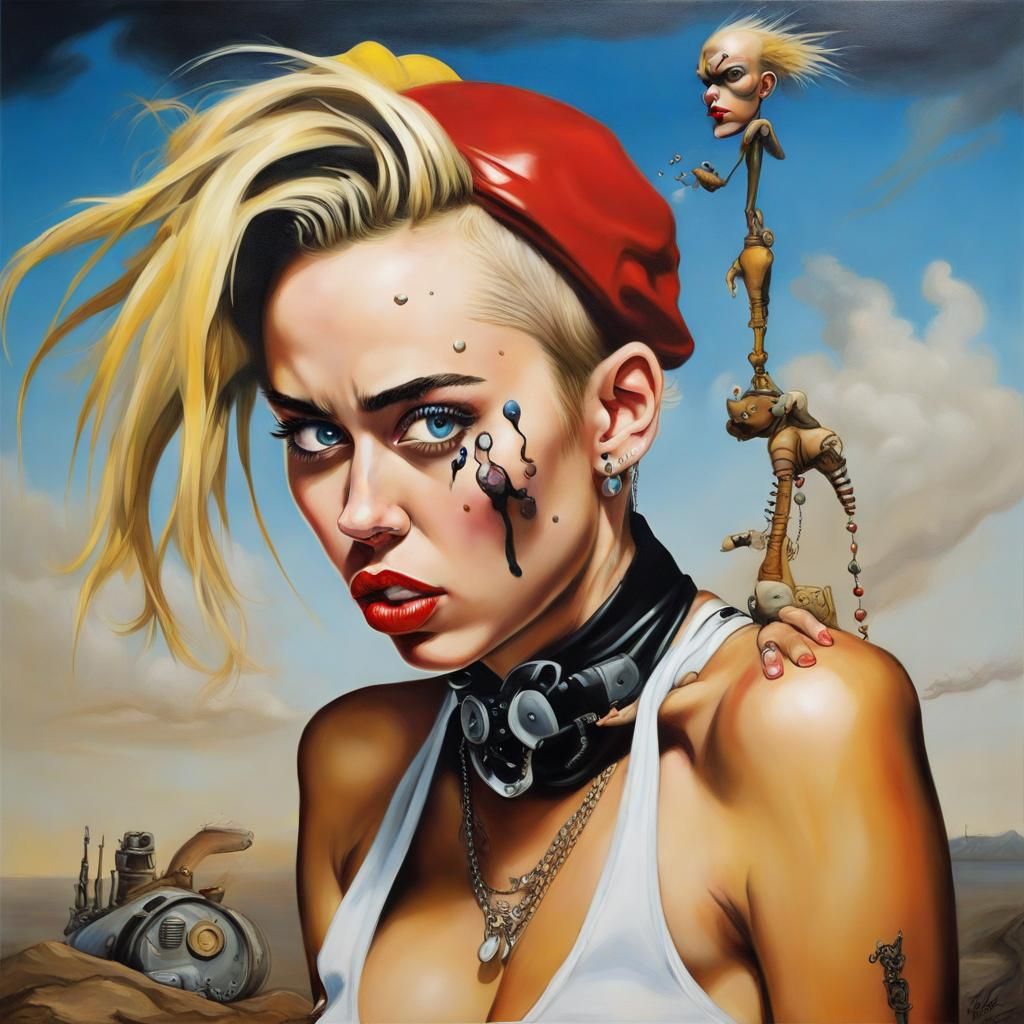 Surreal Tank Girl Portrait in Oil Paint