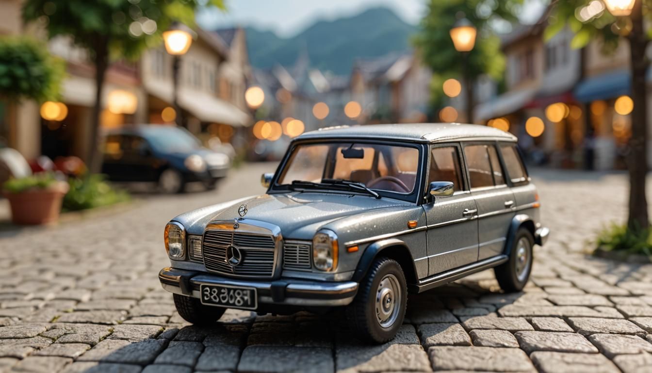 Miniature 3D Benz in Village, Morning Light