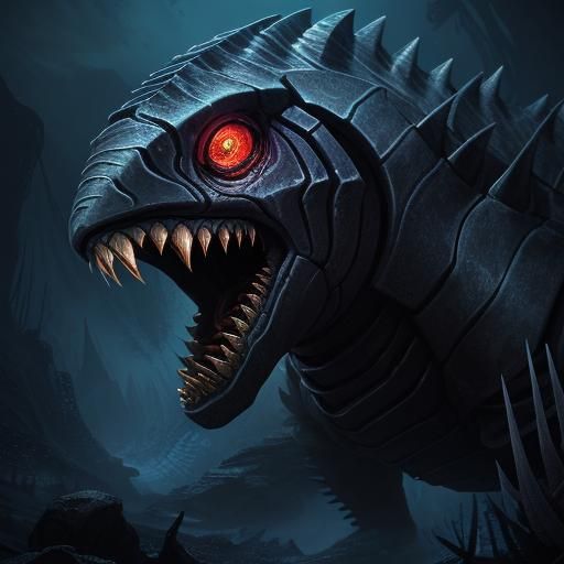 Fearsome Nautilus Predator in Dark Abyss