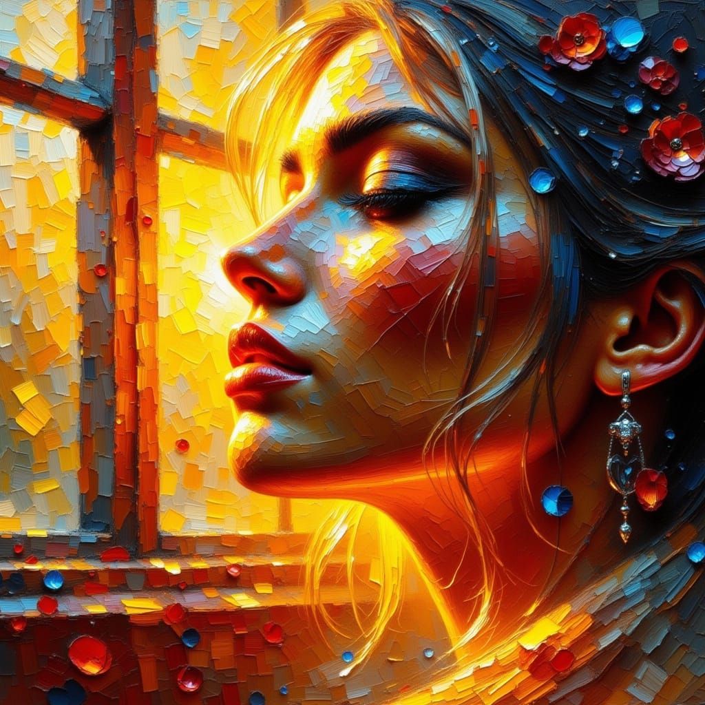 Serene Woman Portrait in Golden Hour Light