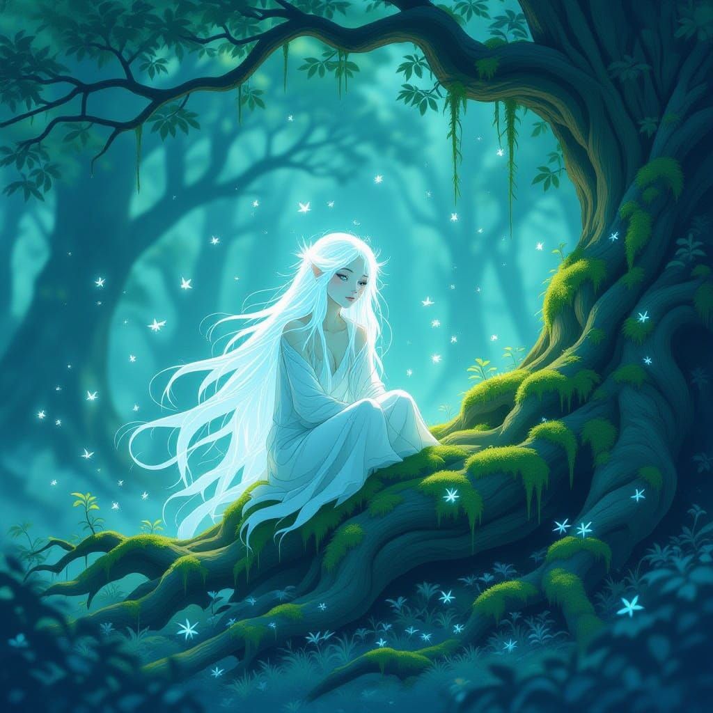 Ethereal Forest Spirit on Ancient Root