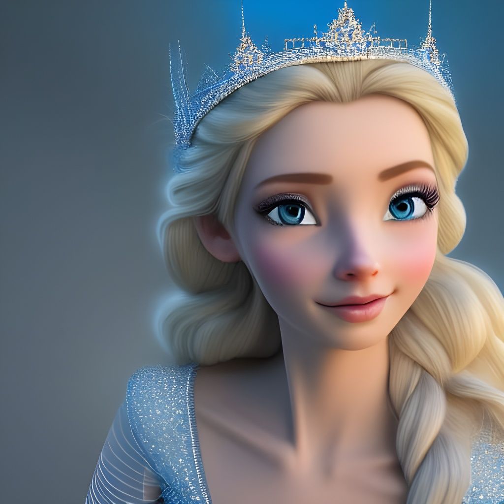 Beautiful Woman with Diamond Crown in Photorealistic Style