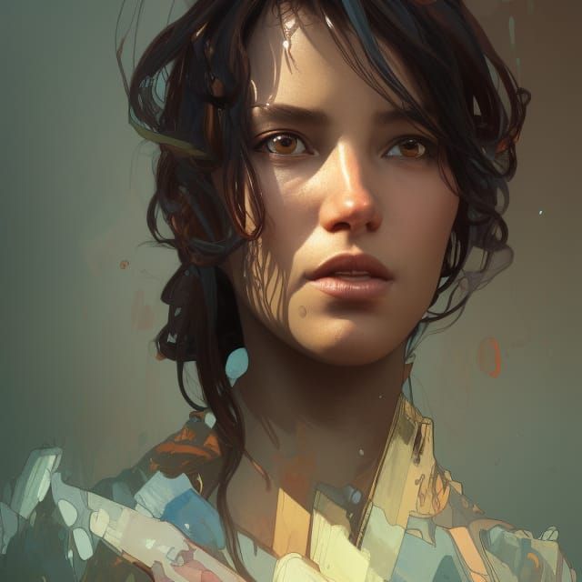 Refugee Women Portrait in Hyperdetailed Digital Art