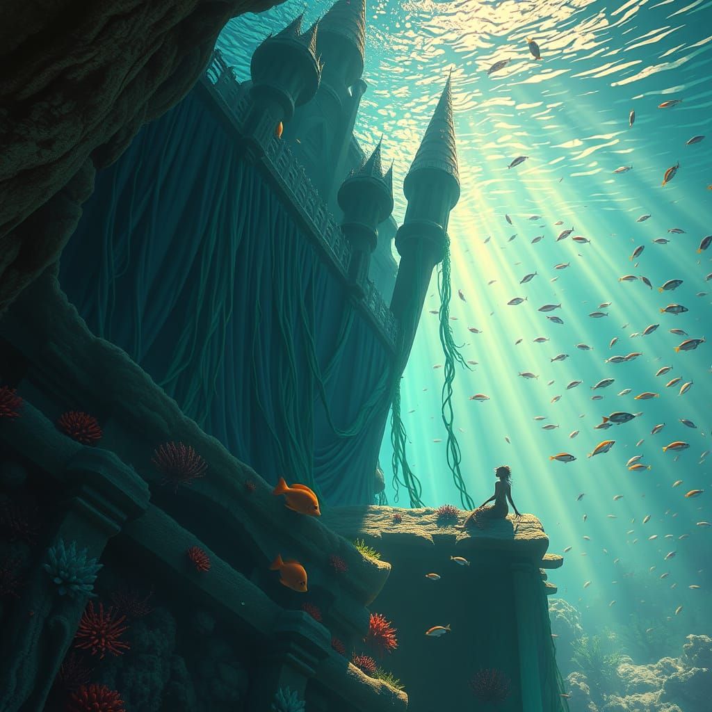 Majestic Mermaid Palace in Underwater Fantasy Style