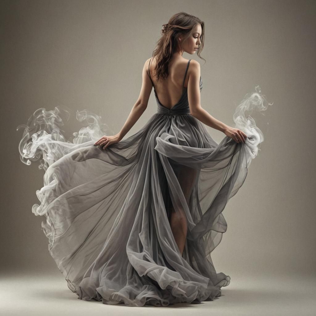 Smoky Dress: Surreal Dancer in Motion
