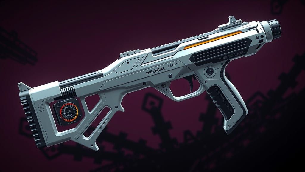 Elegant Futuristic Medical Gun in Deep Contrast