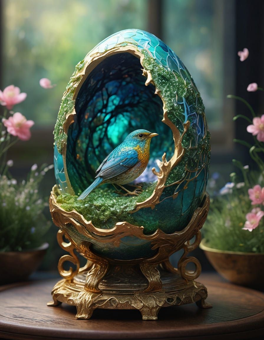 Hypermaximalist Dragon Egg Scene in Pastel Hues
