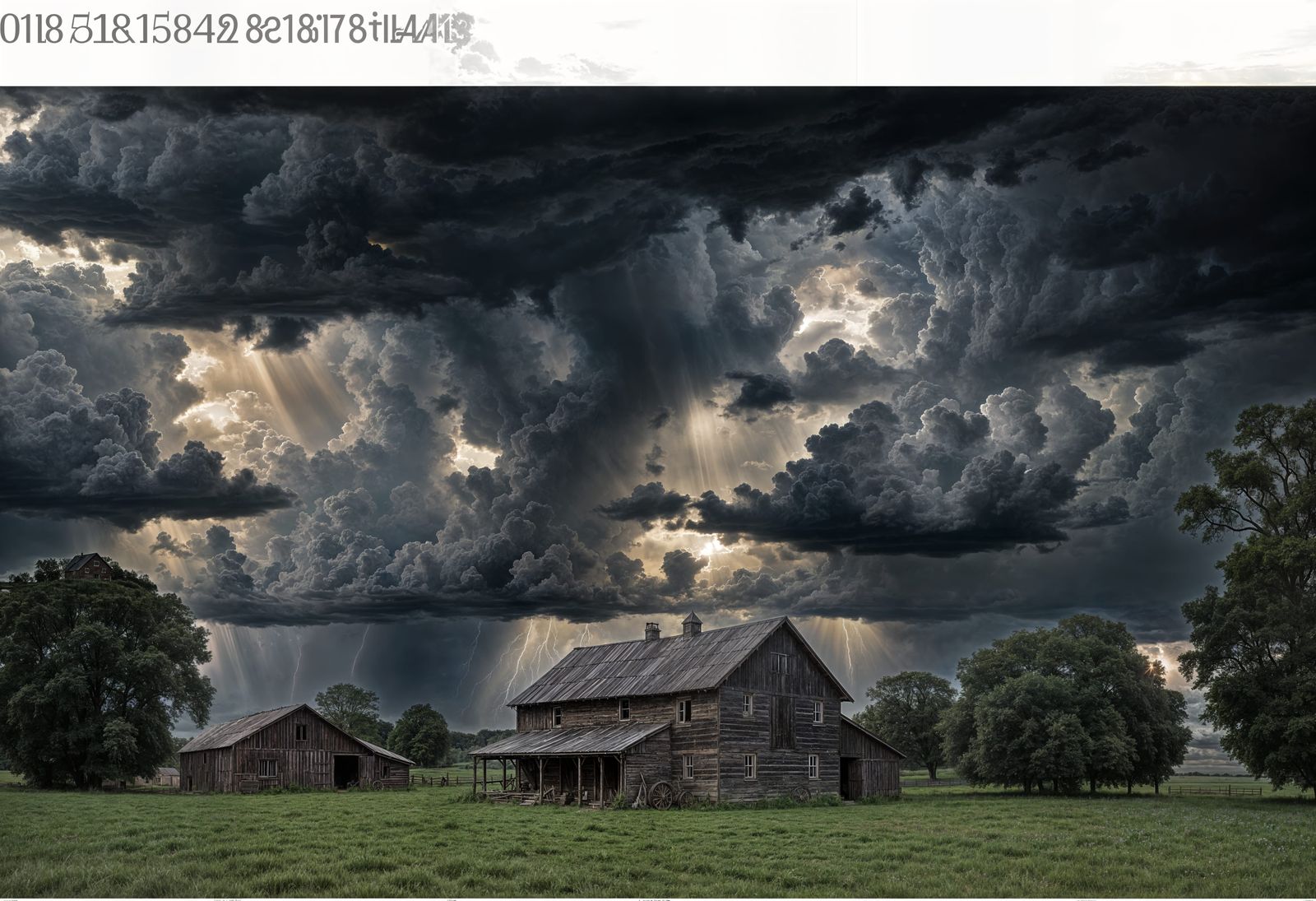 Old Farm Under Billowing Storm Clouds
