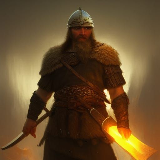 Detailed Viking Warrior in Dark Fantasy Style