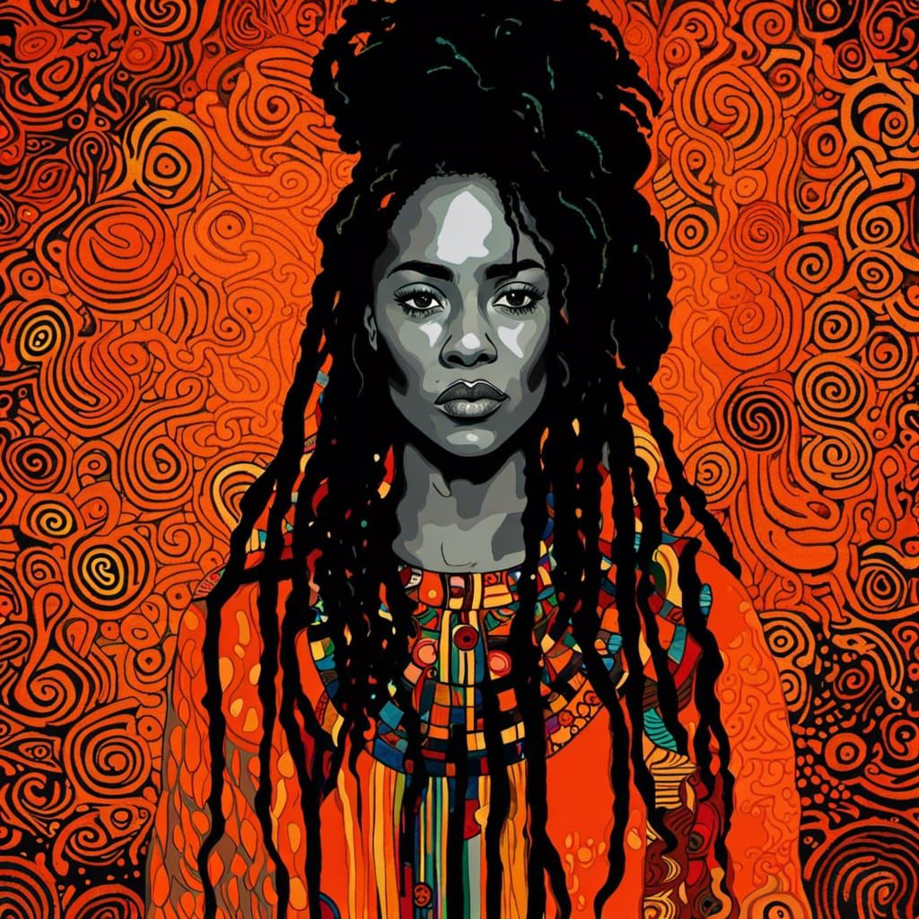 Psychedelic Hip Hop Portrait in Klimt Style