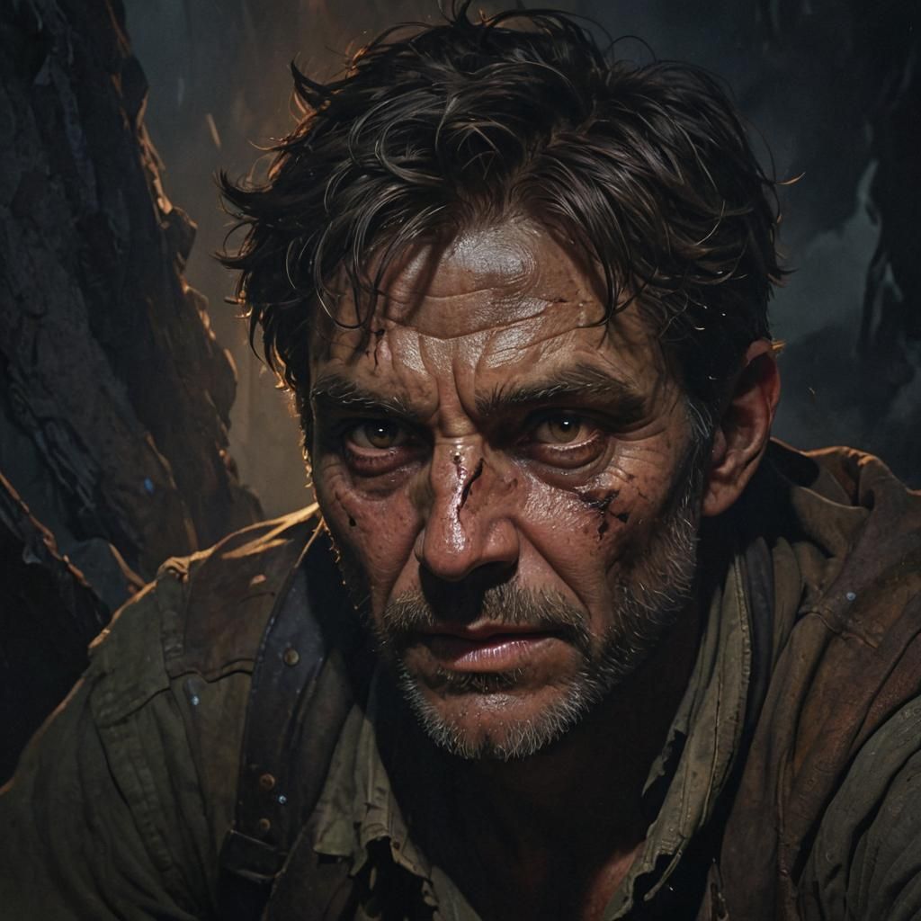 Weathered Adventurer's Face in Cinematic Concept Art