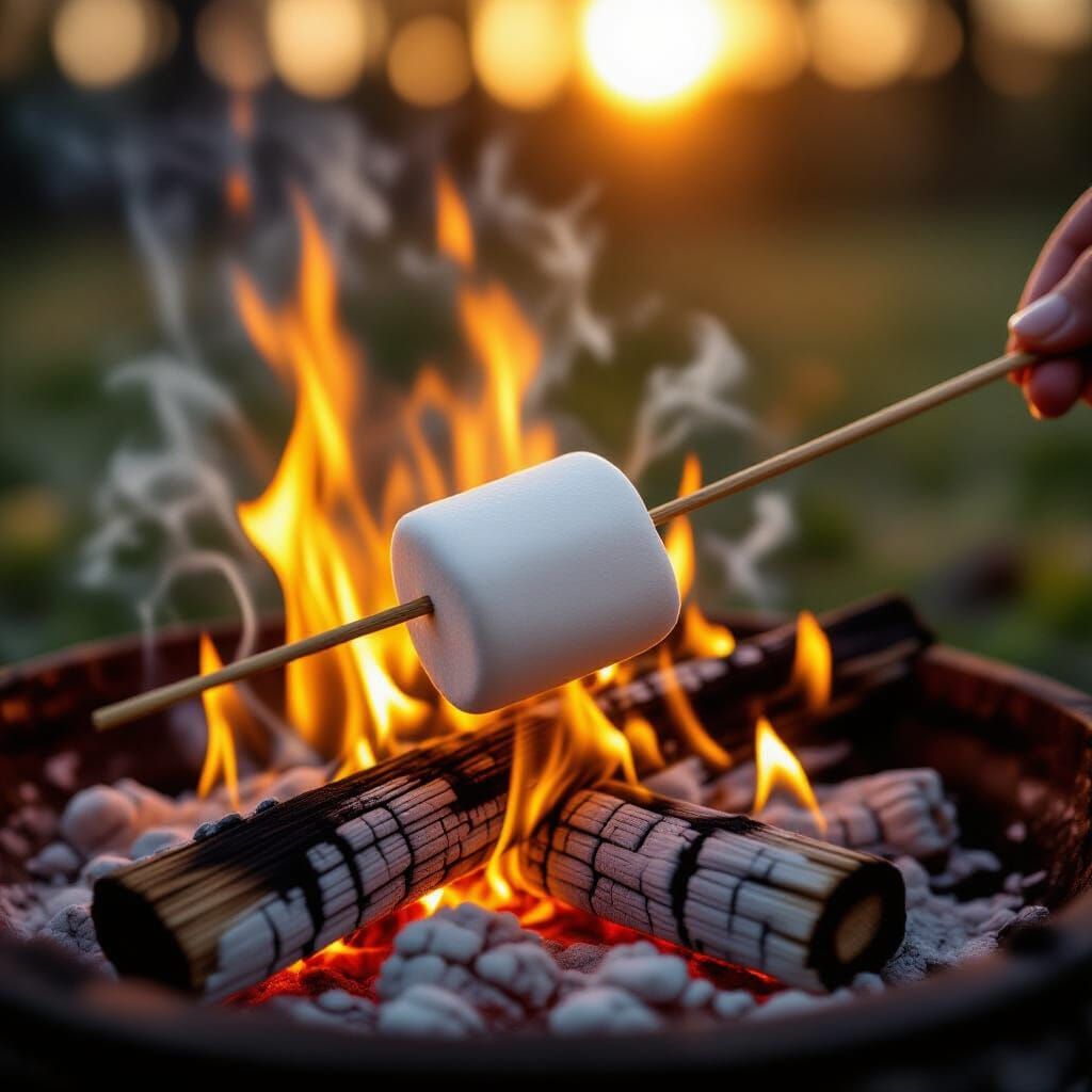 Ultra Realistic Marshmallow on Campfire Photo