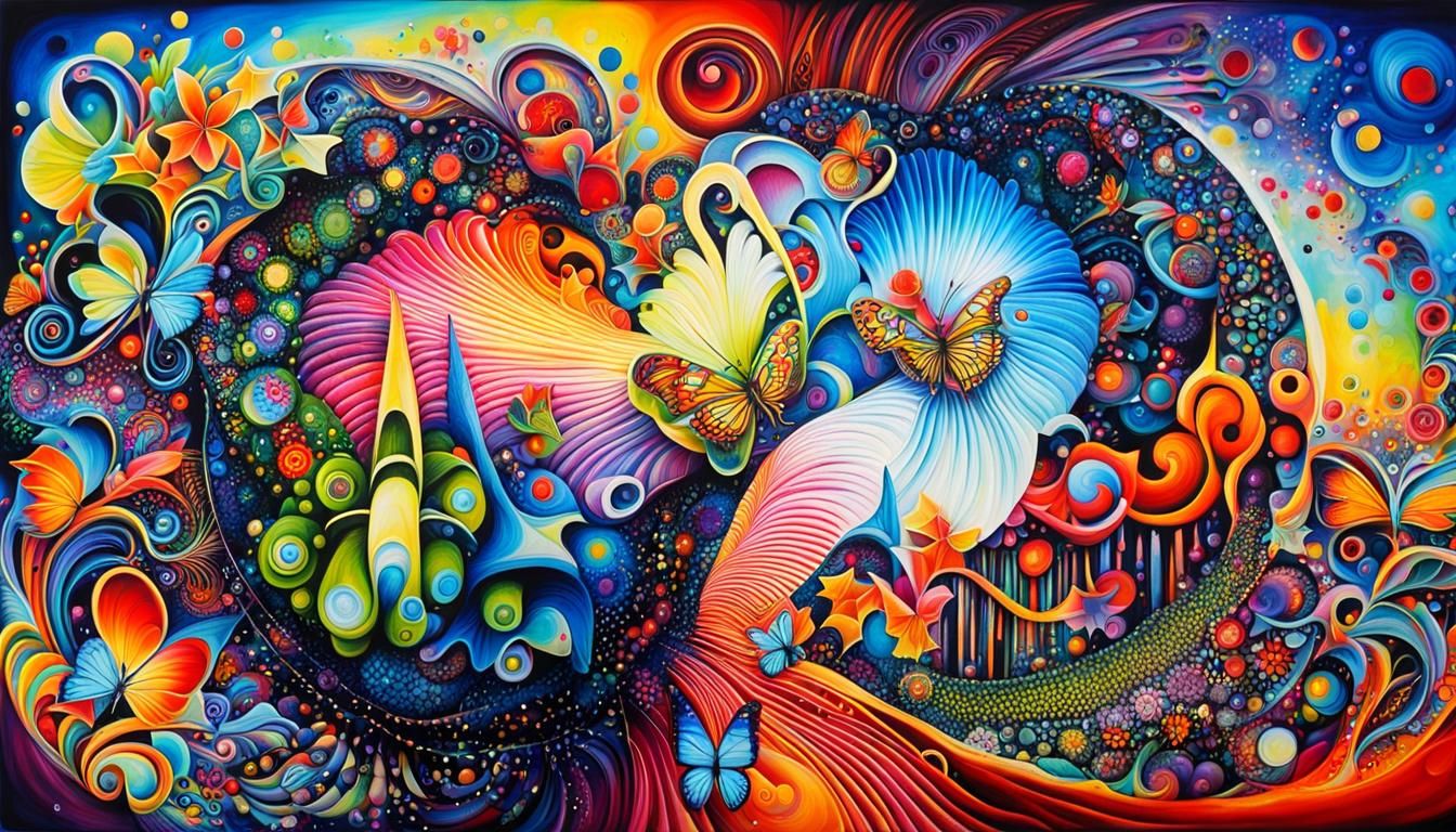 Butterfly Graffiti Art with Anthropomorphic Flora