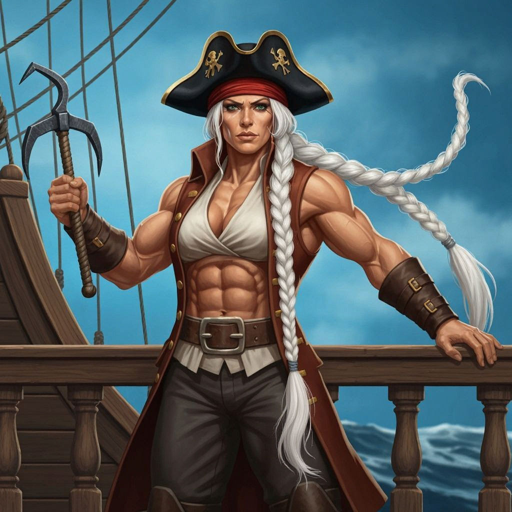 Female Pirate Captain with Grappling Hook Braid