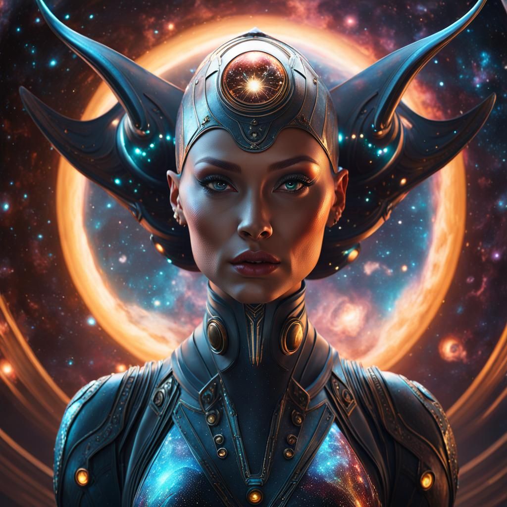 Otherworldly Beauty: Alien Woman in a Cosmic Dreamscape