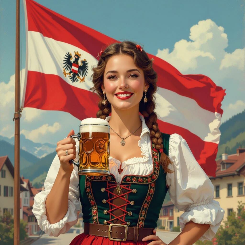 Austrian Figure with Beer Stein in Rockwell Style