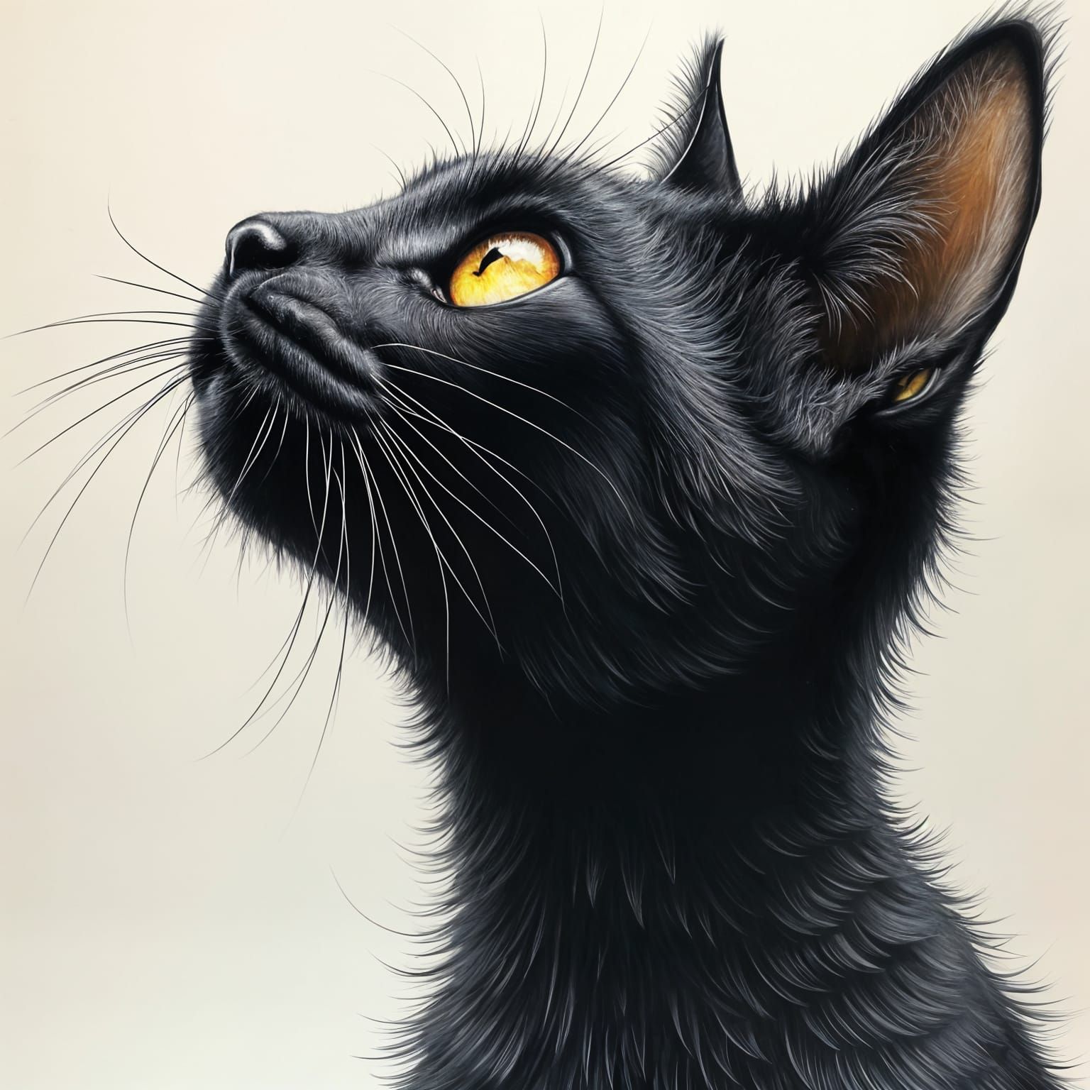 Eerie Black Cat Illustration in Watercolor Style