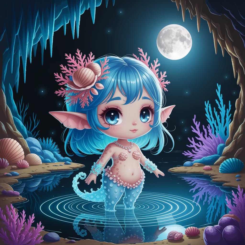 Mystical Water Nymph of the Moonlit Tides