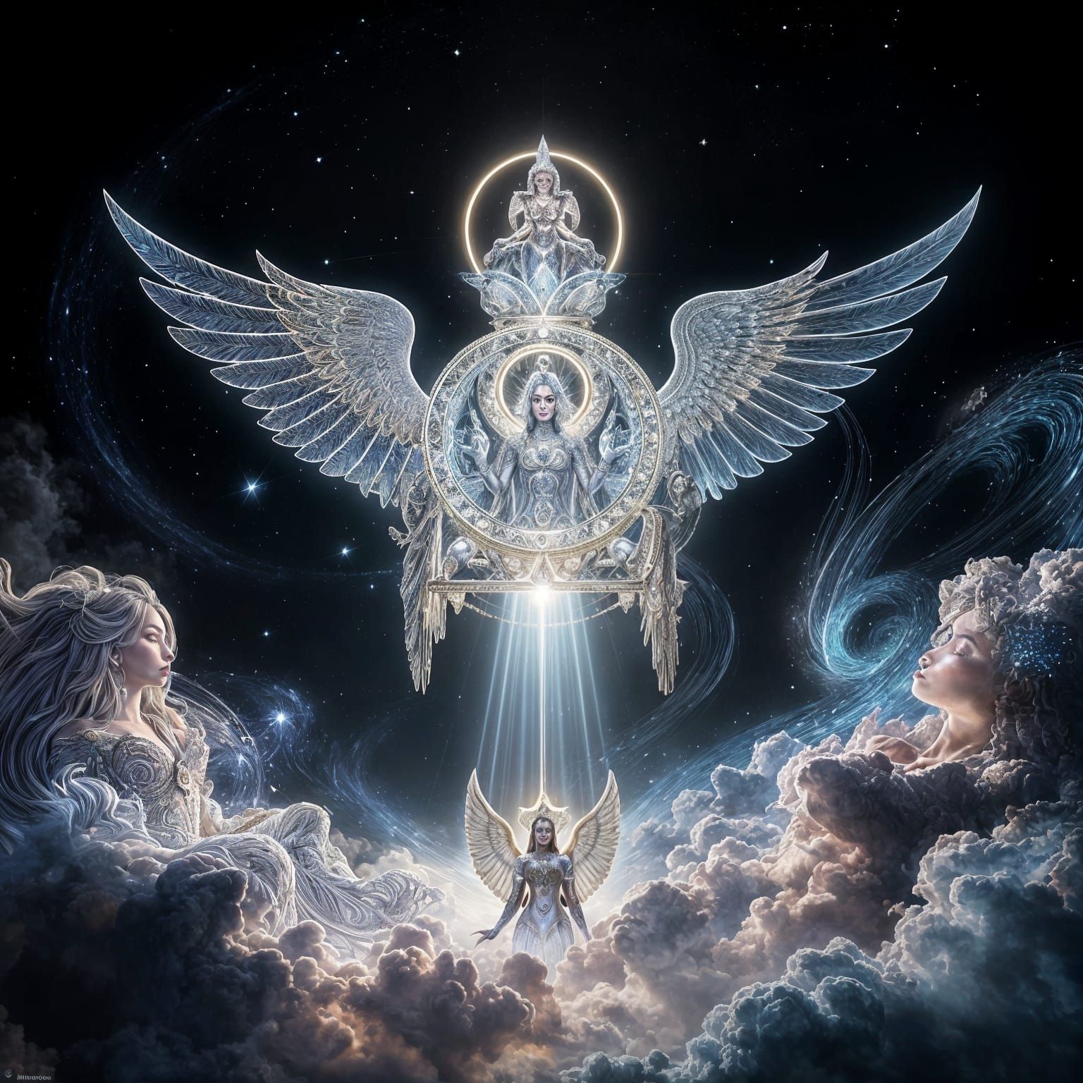 Mystical Sacred Geometry Chariot in Cosmic Space