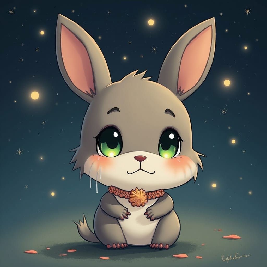 Contemplative Woman Crying in Abstract Expressionist Style