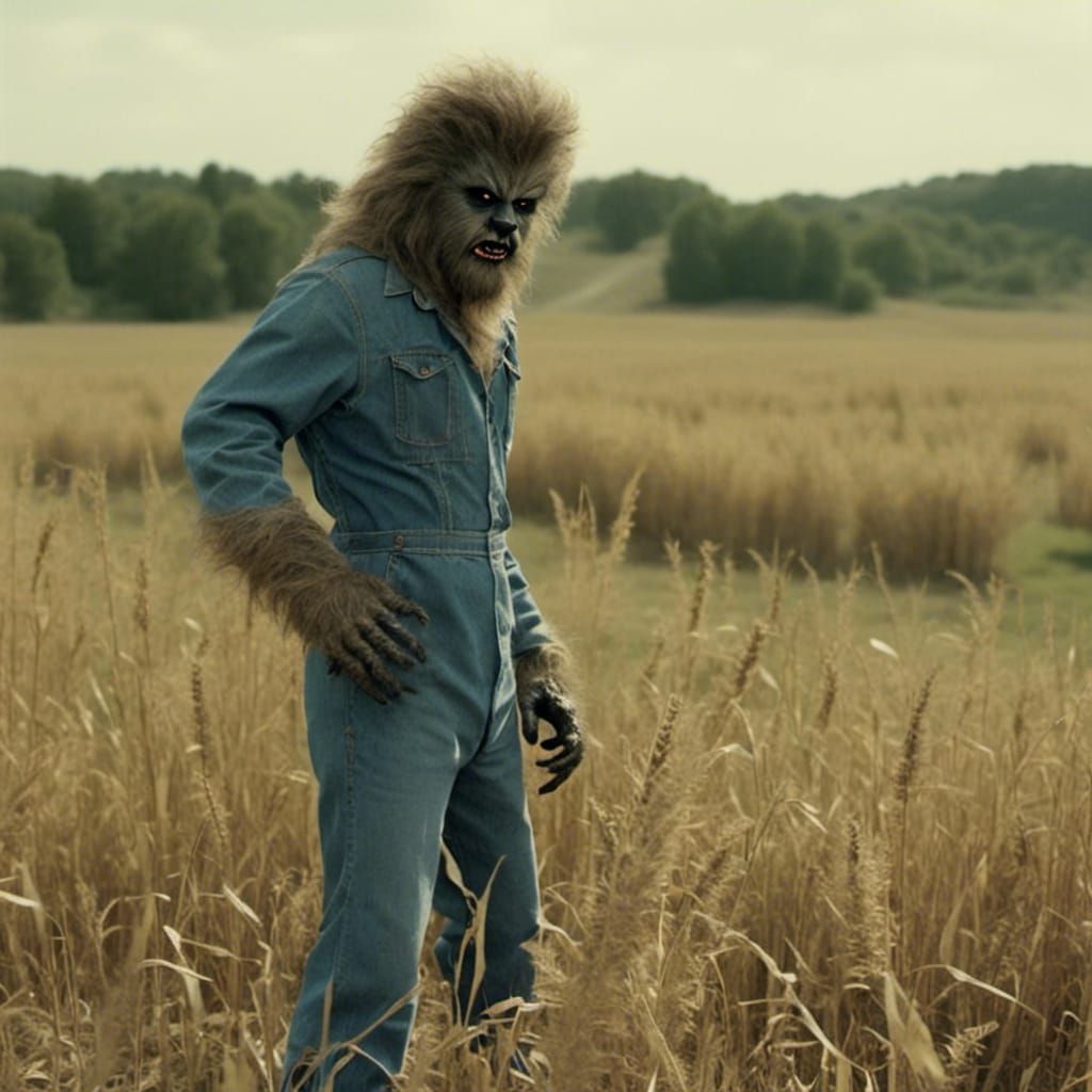 Person in Overalls in Golden Wheat Field