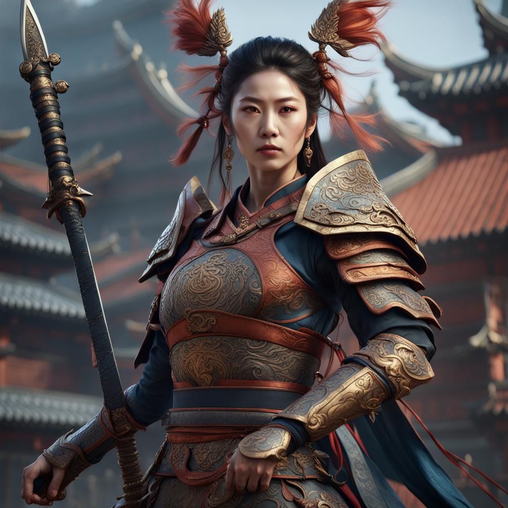Detailed Korean Warrior Queen in Matte Painting Style