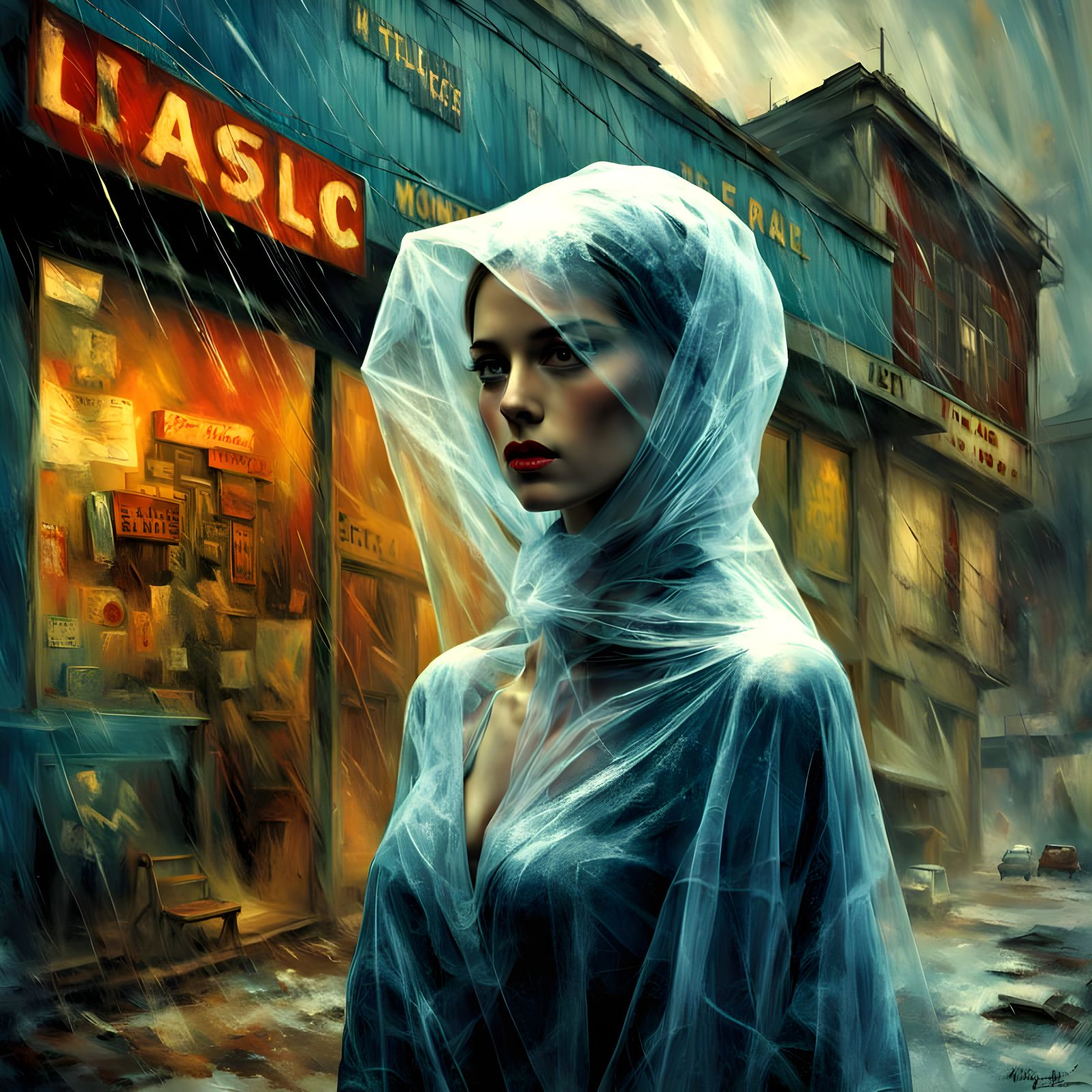 Woman in Plastic Wrap: Haunting 1950s Scene