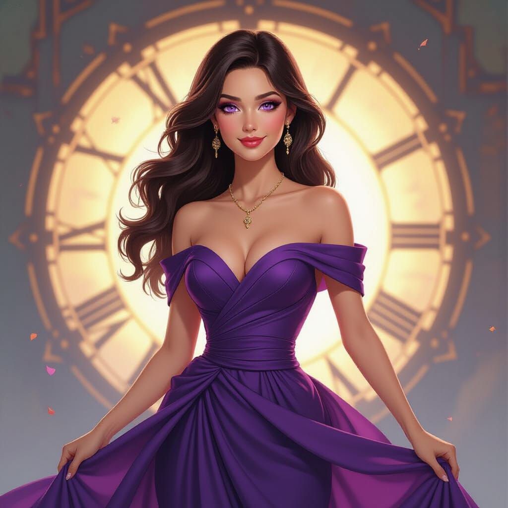 Time Traveling Woman in Alcohol Ink Splatter Style