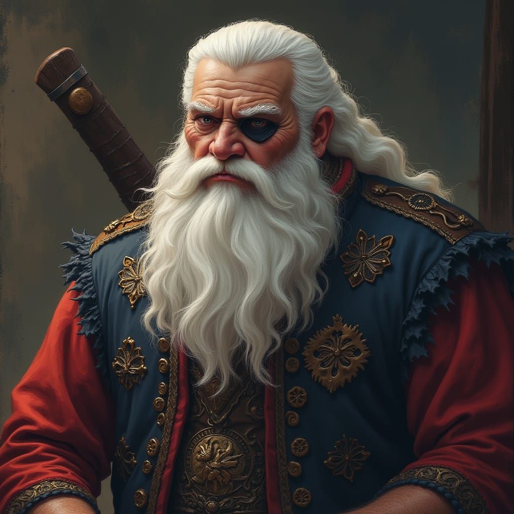 Giant Warrior with White Hair and Eye Patch