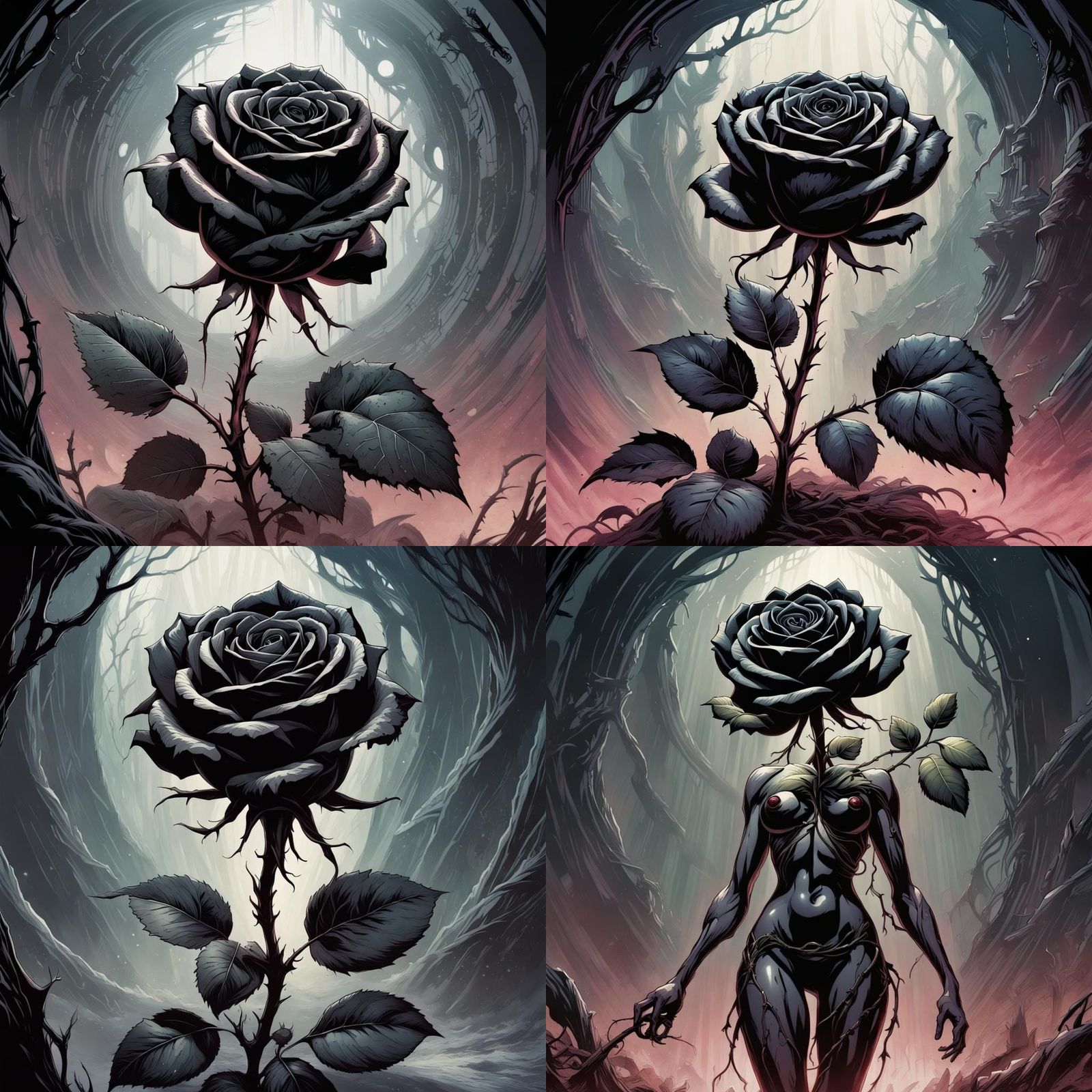 Black Rose Emerges: Comic Book Style Artwork