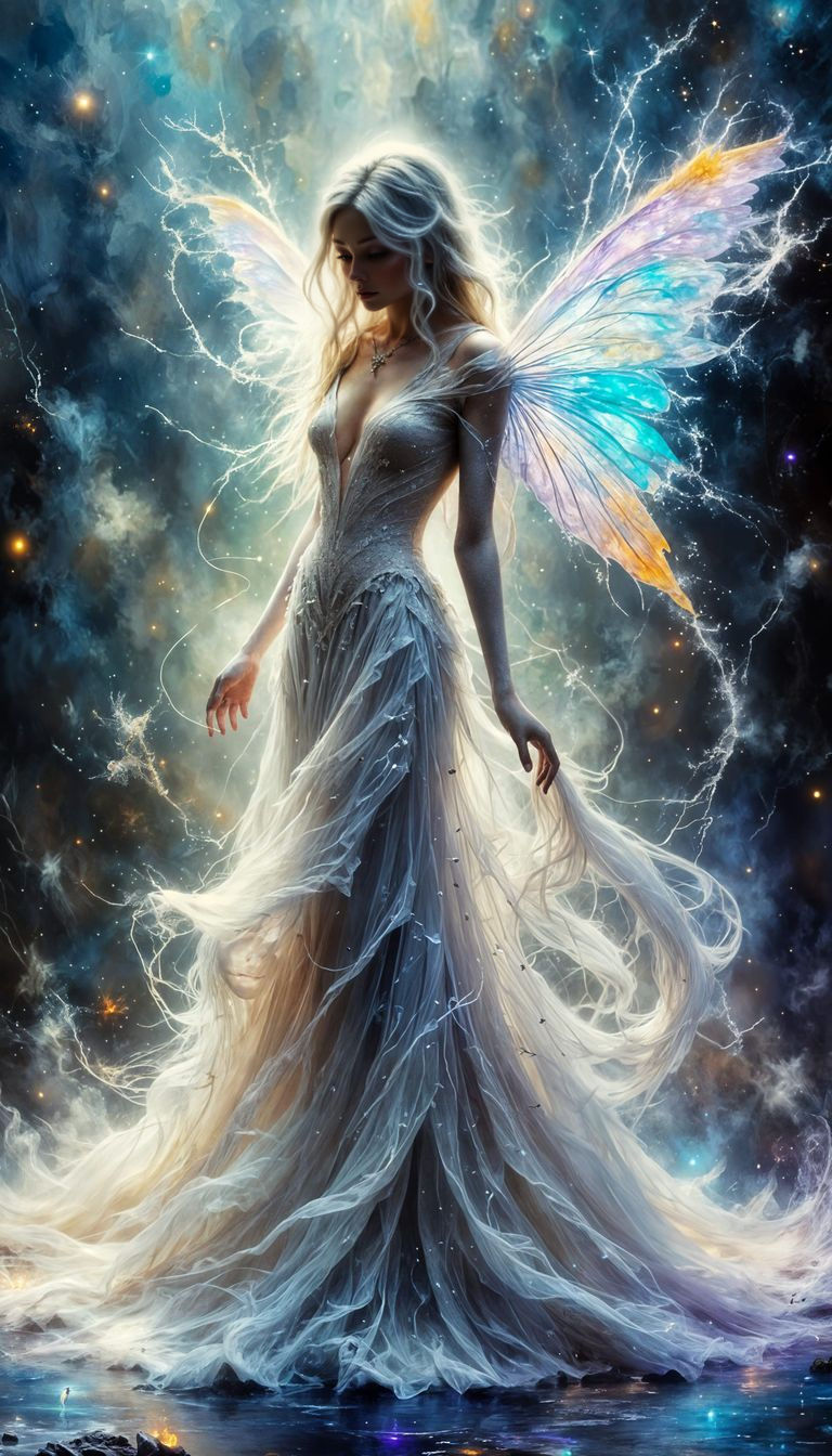 Ethereal Fairy in Dark Oil Paint Style