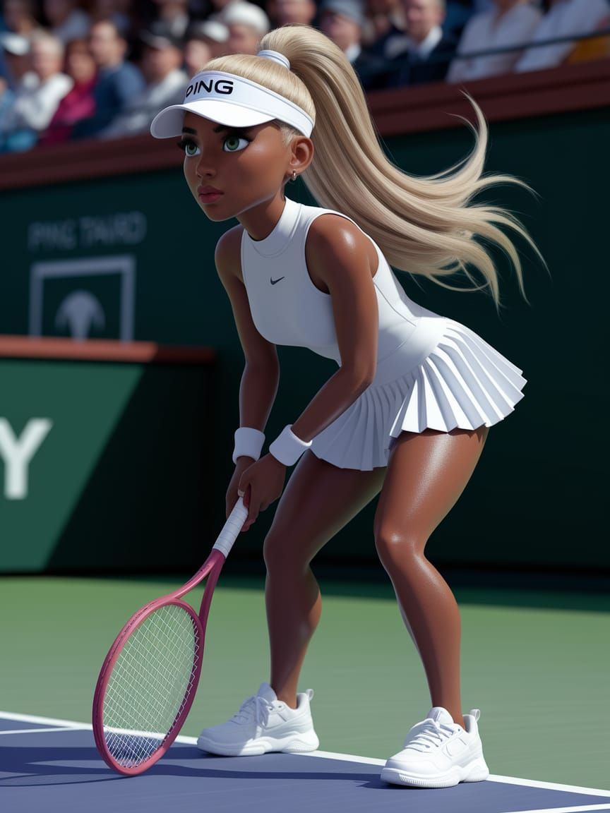 Tennis Player Ready to Serve: Hyperrealistic Digital Art