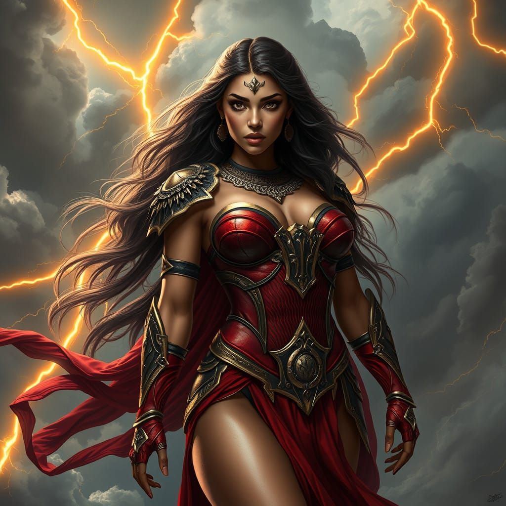 Ethereal Amazon Goddess in Majestic Flight