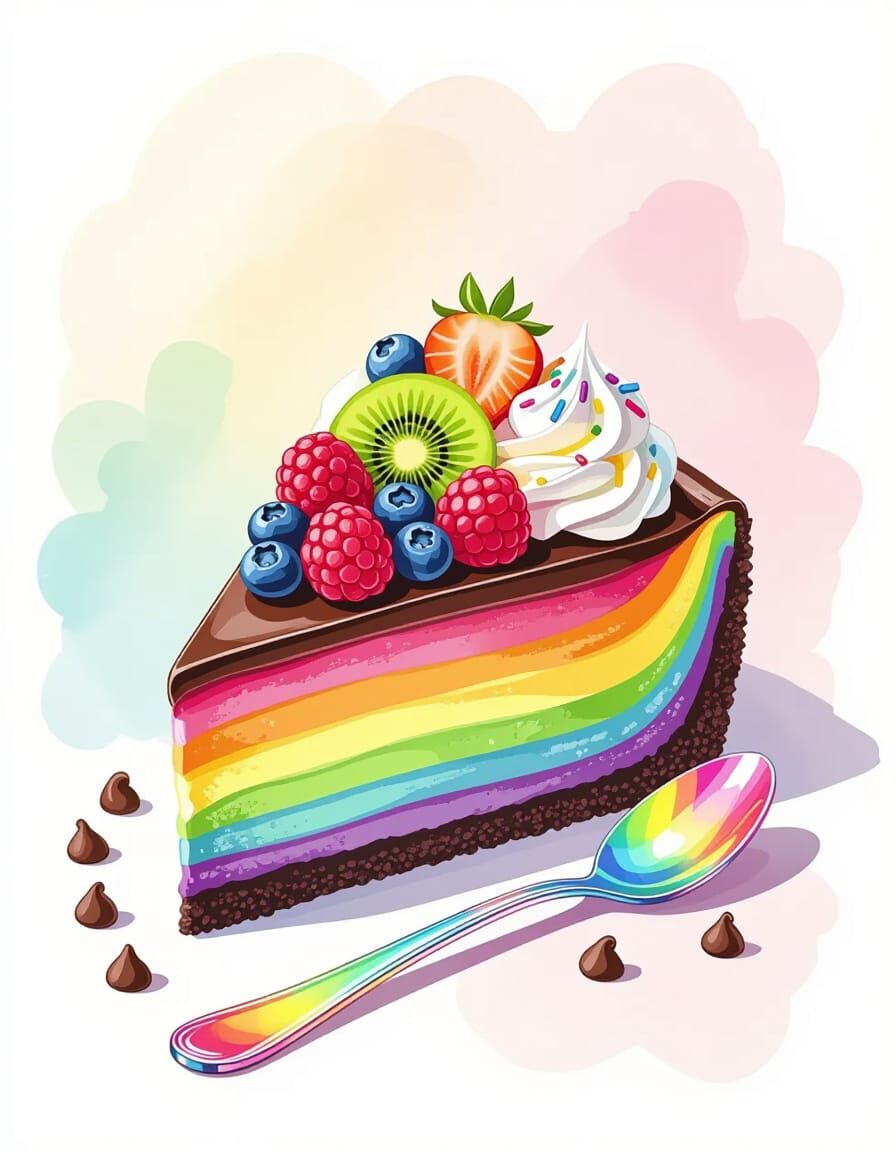 Whimsical Watercolor Cheesecake with Berries and Sprinkles