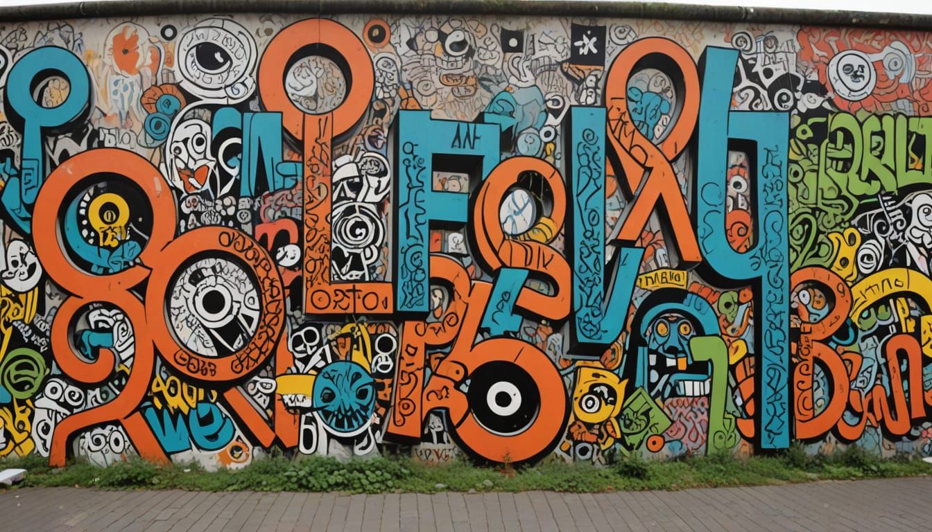 Graffiti Mural on Berlin Wall in Comic Style